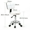 thumbnail image 2 of Leather Round Rolling Stool with Wheels, Height Adjustable Swivel Stool with Wide Backrest and Footrest, Multi-Purpose Drafting Spa Bar Salon Tattoo Office Chair, White, 2 of 9