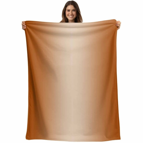 Flannel Fleece Throw Blanket Orange Gradient Watercolor Lightweight Soft Plush Blankets,Burnt Orange Minimalist Style Cozy Warm Throw Blanket for Couch Sofa Bed Car Office All Season Use 40x50in