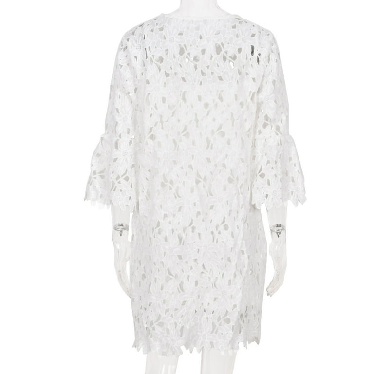Babysbule Cute Summer Women's O-neck Lace Flared Sleeve Ruffle Dress With  Straps Clearance - Walmart.com
