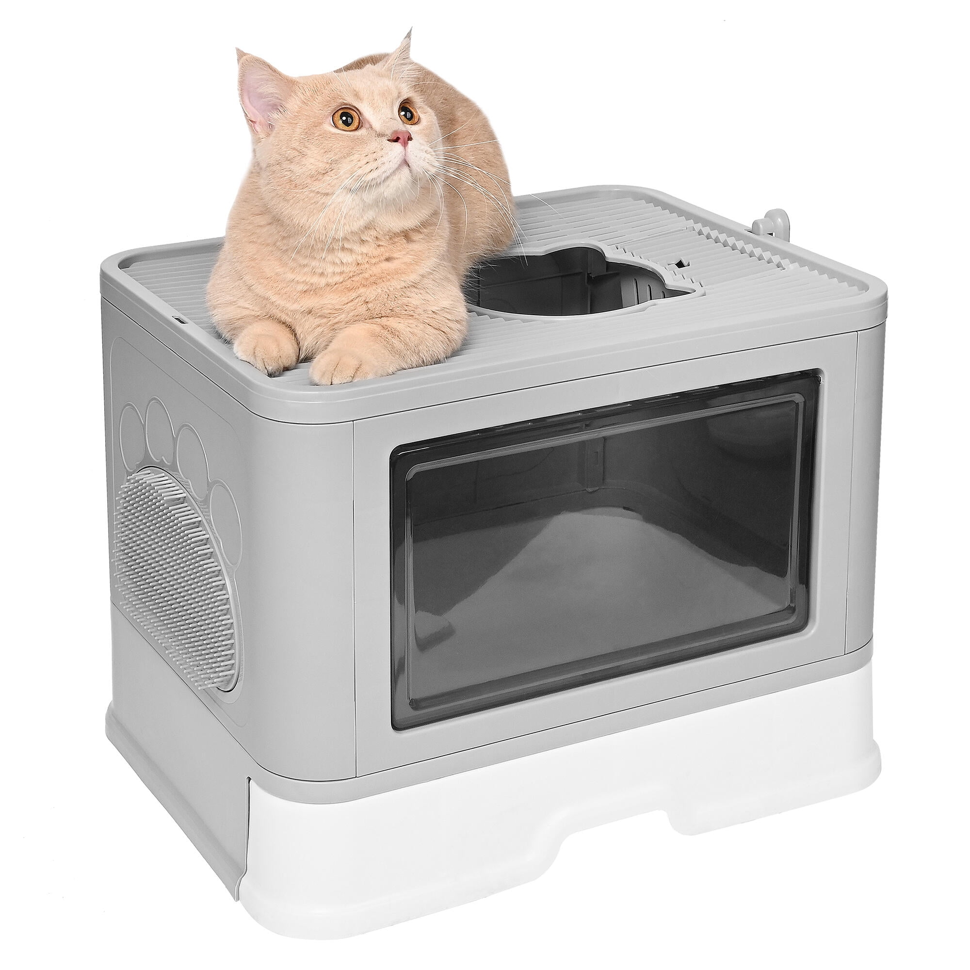 Foldable Cat Litter Box with Scoop Enclosed Cat Pan Front Door In and Top Out Cat Toilet Walmart