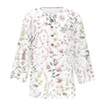 thumbnail image 4 of Pntutb T-Shirt Imprimé à Boutons Manches 3/4 pour Femmes Haut Ample, 4 of 4