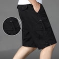 thumbnail image 4 of JIUKE Mens Cargo Shorts Summer Casual Lightweight Solid Color Elastic High Waisted Straight Leg Work Shorts, 4 of 5