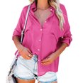 thumbnail image 2 of KIHOUT Women's Tops Single Breasted Long Sleeve Shirt Tops Loose Lapel Shirt Blouse, 2 of 8