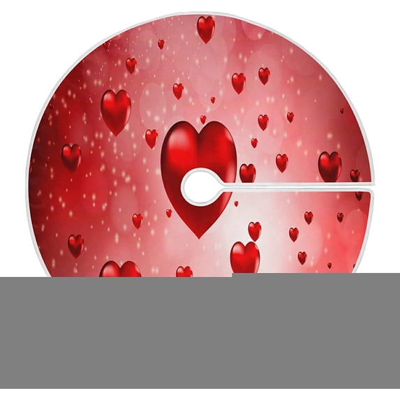 FMSHPON Valentine's Day Pretty Love Heart Xmas Christmas Tree Skirt Stand Mat for Holiday Party Decoration Indoor Outdoor 36 inches