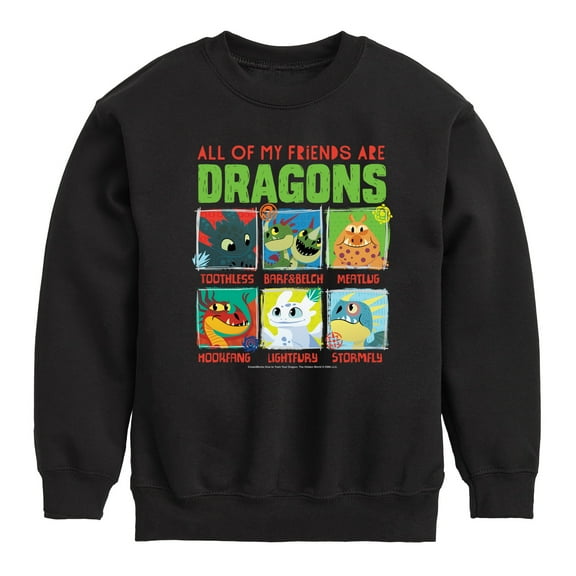 How to Train Your Dragon - All My Friends Are Dragons - Toddler And Youth Crewneck Fleece Sweatshirt