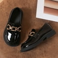 thumbnail image 6 of Girls Chunky Platform Loafers Slip On Chain Leather Flats Elegant Comfy Round Toe Uniform Dress Shoes for Toddler/Little Kid/Big Kid Black 36, 6 of 8