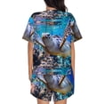 thumbnail image 3 of Lsque Sea Turtle Swims Women's Short-Sleeved Pajama Set - 2 Piece Soft and Lightweight Sleepwear Set-Small, 3 of 9