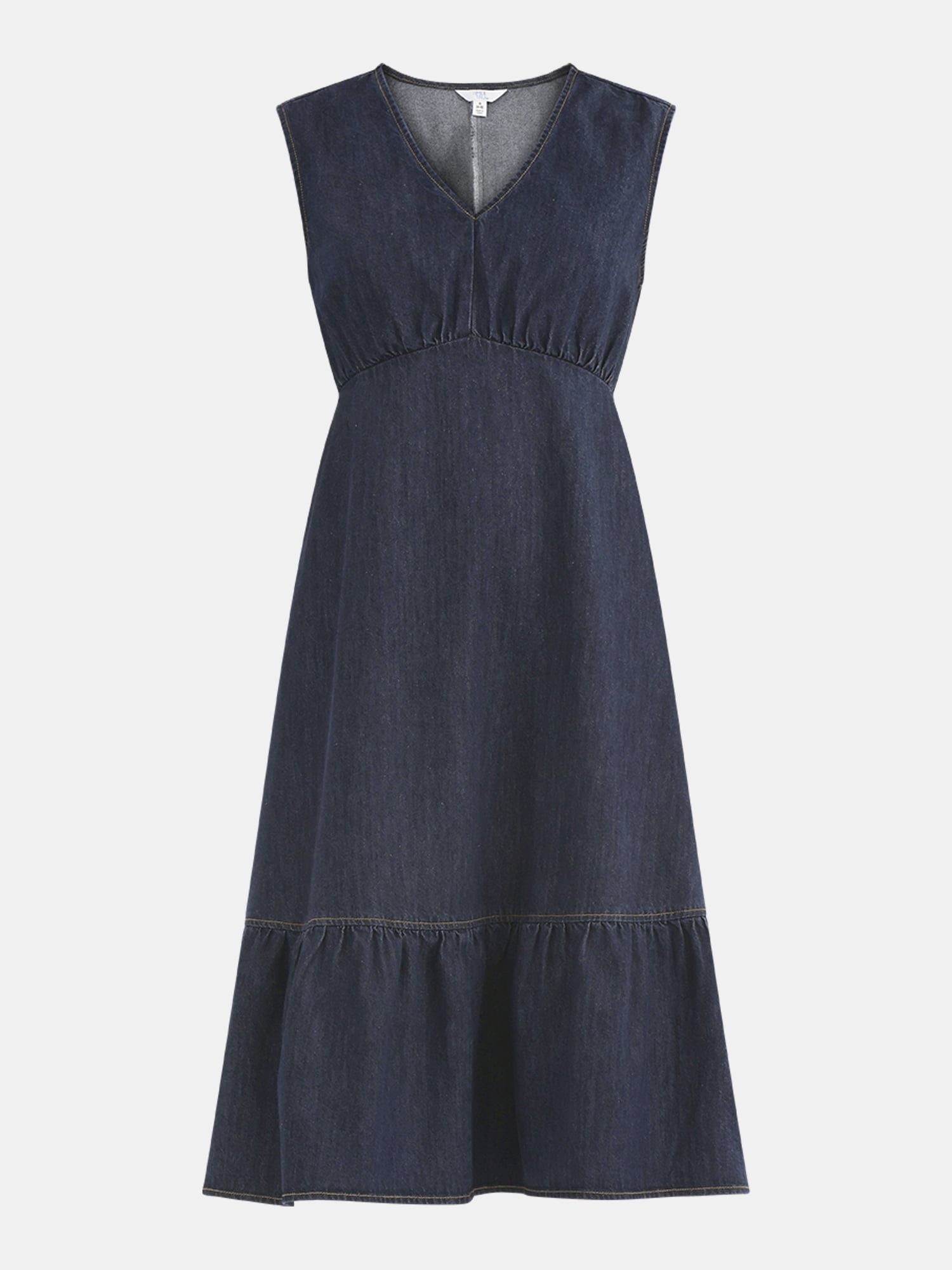 Time and Tru Women's Sleeveless Denim Dress with Ruffle Hem, XS-XXXL