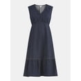 thumbnail image 4 of Time and Tru Women's Sleeveless Denim Dress with Ruffle Hem, XS-XXXL, 4 of 4
