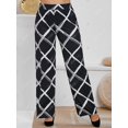 thumbnail image 3 of Pantalones de Pierna Ancha con Rombo de Cintura Alta Rosegal Pantalones de talla grande, 3 of 5