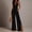 Black, variant on IUYRTFE Women Lace V Neck Wide Leg Split Jumpsuit Solid Color Waist Cinched Romper for Party Casual Wear