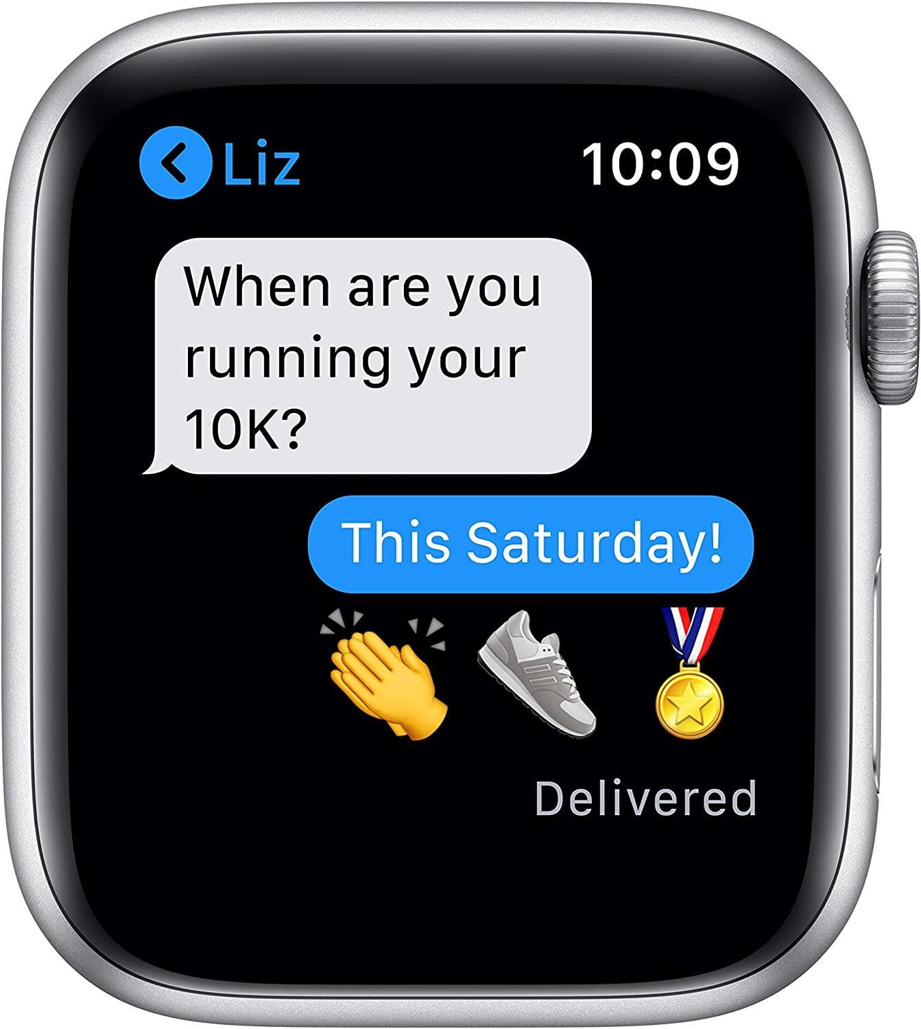 Restored Apple Watch Series 6 (GPS, 44 mm) Silver Aluminum Case with White Sport Band Bundle 5 Bonus Bands, Charging Stand, Screen Protector, & 2 amp charger (Refurbished)