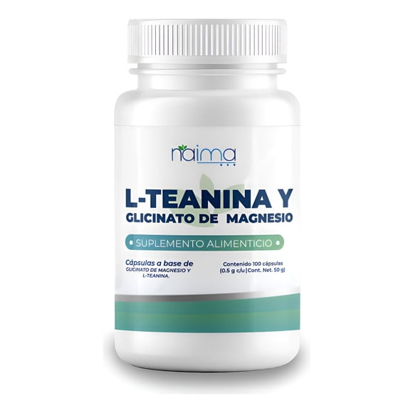 NAIMA L-Teanina y Glicinato de Magnesio, 100 Cápsulas | Suplemento Alimenticio 100% Puro| Ingredientes Naturales, Sin Aditivos | Relajación, Concentración, Alta Absorción