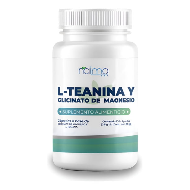 NAIMA L-Teanina y Glicinato de Magnesio, 100 Cápsulas | Suplemento Alimenticio 100% Puro| Ingredientes Naturales, Sin Aditivos | Relajación, Concentración, Alta Absorción