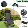 thumbnail image 6 of Zero Gravity Chair Folding Lounge Chair Lawn Chairs Outdoor Portable Reclining Chairs with Head Pillow & Side Table Cup Holder for Patio, Poolside,Beach, 250lbs Capacity （Black）, 6 of 8