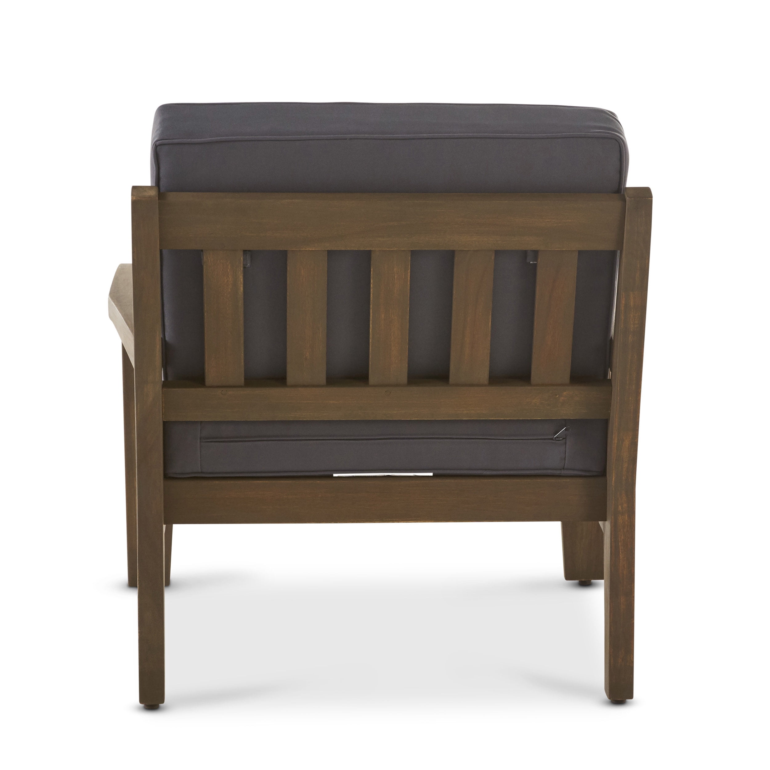 Noble House Cascada Acacia Wood Club Chairs with Cushions, Grey / Dark Grey (Set of 2)