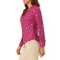 thumbnail image 5 of INSPIRE CHIC Women's Stand Collar Long Sleeve Metallic Stars Shirt M Hot Pink, 5 of 7