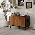 thumbnail image 2 of HighSound Cat Litter Box Furniture Enclosure, Hidden Kitty Litter Cat House with Hidden Plug, Indoor Cat Washroom Side Table Cat House, Large Wooden Enclused Litter Box House, Black & Walnut, 2 of 9