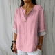 thumbnail image 2 of Vestidos Casuales Para Mujer, Blusas De Mujer De Moda Camisa de lino sintético para mujer, de manga larga, con botones y cuello en V, holgada y a la moda., 2 of 5