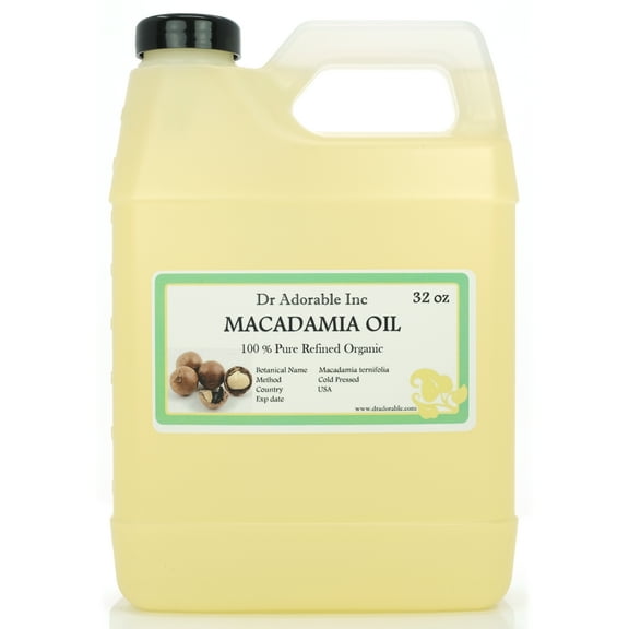 Dr. Adorable - 100% Pure Macadamia Oil - Organic Cold Pressed Moisturizing Oil For Face Skin Hair Anti Aging - 32 oz