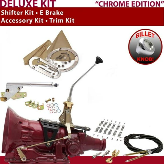 American Shifter TH400 Shifter Kit Chrome 10 in. E Brake Cable Clamp Trim Kit for EF67A