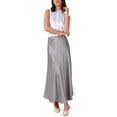 thumbnail image 2 of Falda midi de satén para mujer con cinturilla elástica, alta, fluida, casual y elegante, faldas de seda 2025 S gris, 2 of 6