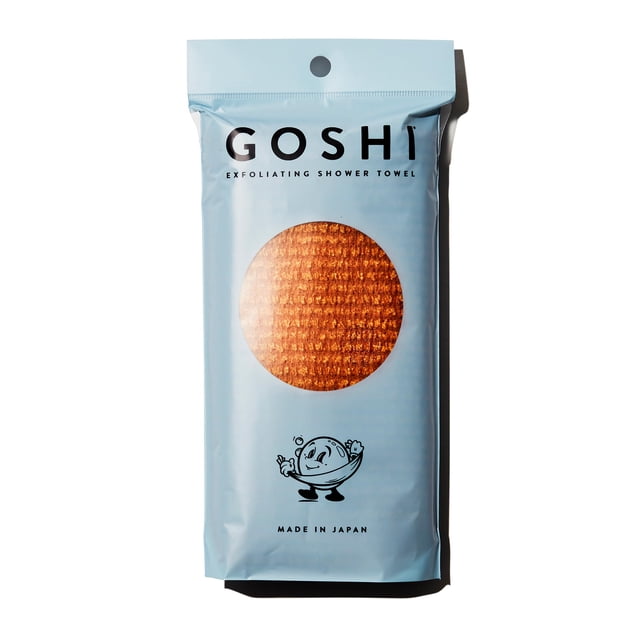 Toalla de ducha exfoliante GOSHI, resistente a la rotura, color amarillo caléndula