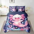 thumbnail image 2 of Manfei Girly Pink Axolotl Bedding Comforter Set 7-Piece, Kawaii Cartoon Sealife King Bedding Sets, Marine Ocean Fish Reversible Bed Sheets, Luxury Bedroom Decor, 2 of 7