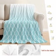 thumbnail image 5 of Aqua Ombre Stripe Blanket Soft Cozy Warm Throw Blanket for Couch, Plush Fuzzy Flannel Fleece Blankets for Sofa, Modern Abstract Art Gradient Striped Bed Blankets Lightweight Gifts for Women, 40"x50", 5 of 9