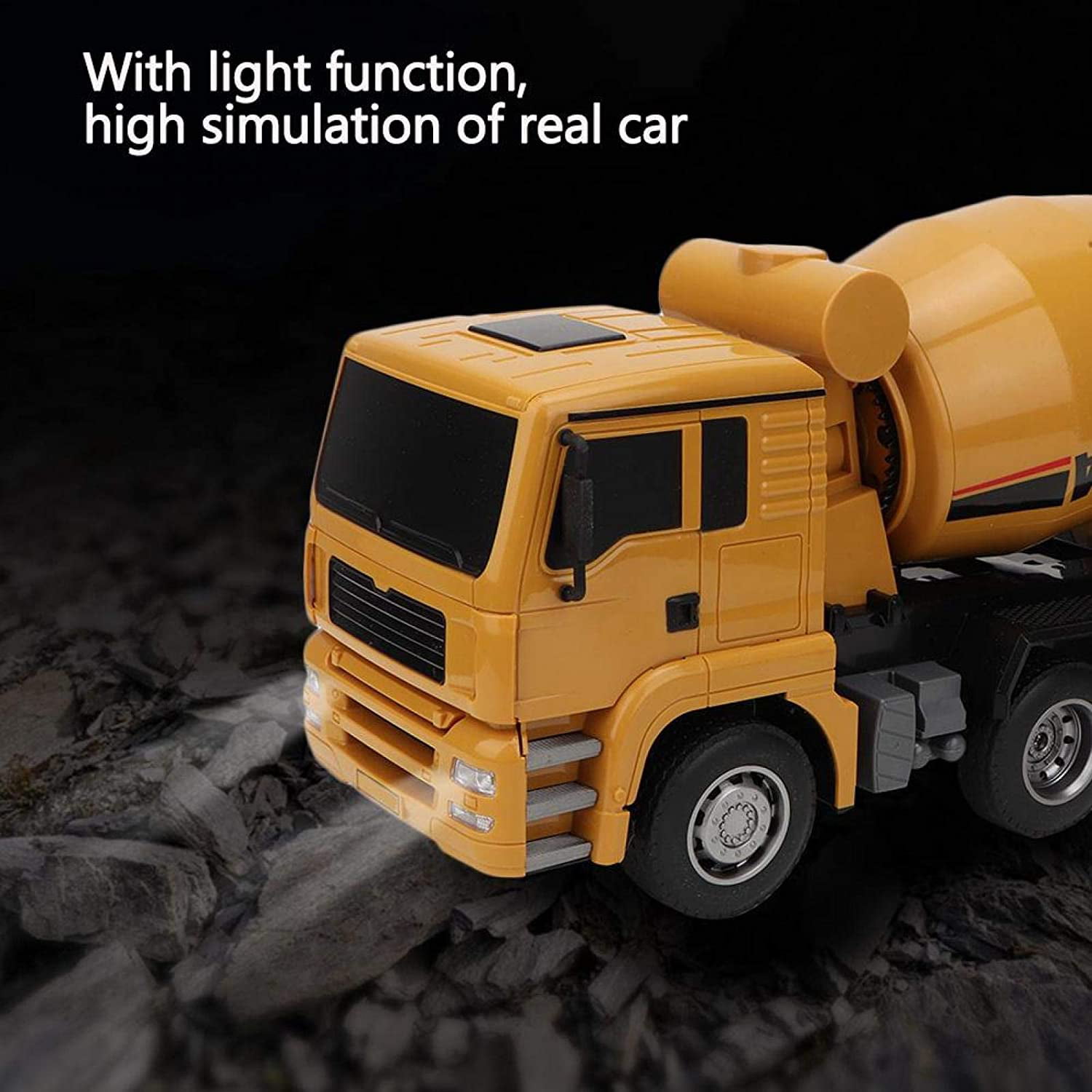 1/18 6 Channel Cement Truck Construction Toy Light Remote Control Vehicle for Kids RC Mixer Car 