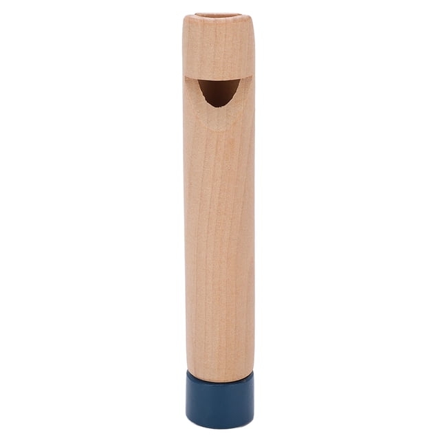 Silbato deslizante de madera con función de pulsar y tirar, flauta con cambio de voz, juguete educativo para niños, mango azul