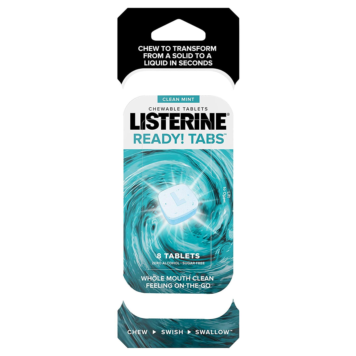 Listerine Ready! Tabs Chewable Tablets with Clean Mint Flavor, 8 ct