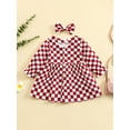 thumbnail image 2 of Bagilaanoe Toddler Baby Girl Plaid Dress Long Sleeve A-line Button-Down Dresses + Hairpin 6M 12M 18M 24M 3T 4T Casual Swing Tunic Tops, 2 of 9