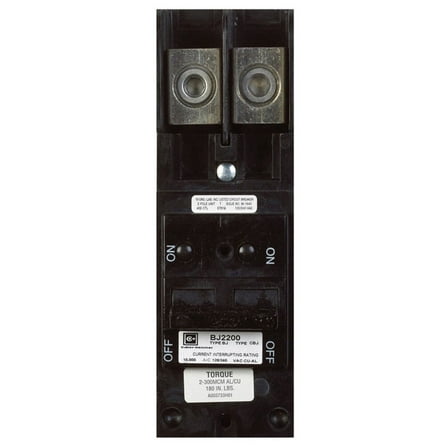 Cutler-Hammer BJ2200 Circuit Breaker, Type BJ, 200 A, 2 -Pole, 120/240 V, Common Trip, Plug Mounting