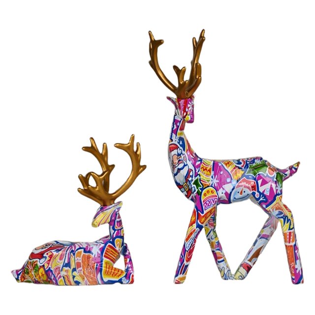 Elegante par de renos festivos de mesa para la repisa de la chimenea en Navidad y para decorar el hogar en celebraciones estacionales