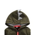 thumbnail image 4 of Seyurigaoka Boys Coat Dark Green Dinosaur Printed Pattern Hooded Jacket, 4 of 6