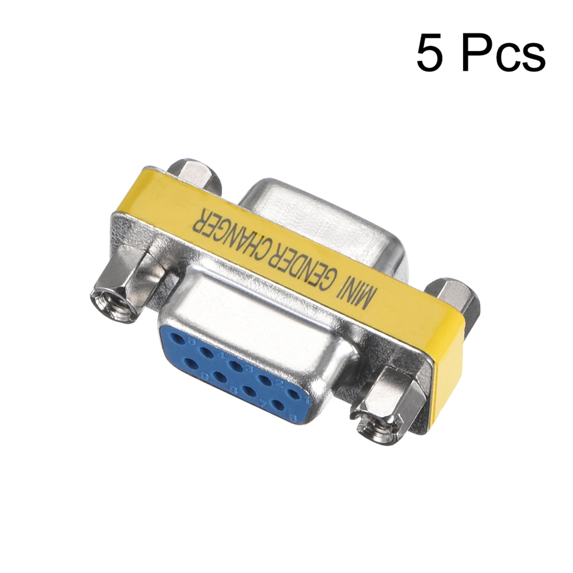 Fielect DB9 VGA Gender Changer 9 Pin Male to Female 2-Row Mini Gender Changer Coupler Adapter Connector for Serial Applications Blue Pack of 5 