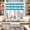 thumbnail image 2 of Turquoise Farmhouse Striped Curtain Valance for Windows/Living Room/Kitchen/Bathroom/Café, Short Rod Pocket Tier Curtain Window Panel Modern Geometric Lines Simple Stripes Topper Curtain 42''x18'', 2 of 6