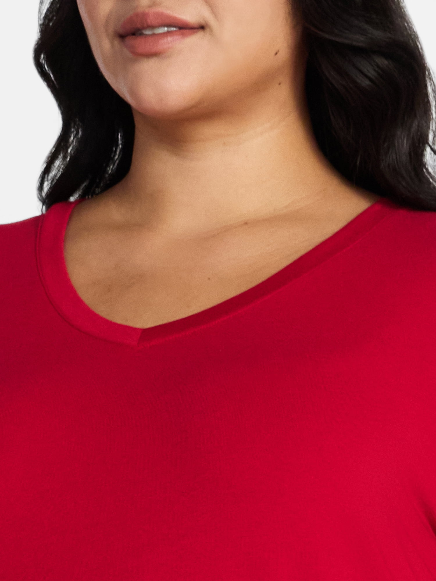 Terra & Sky Women's Plus Size Long Sleeve V-Neck Tee, Sizes 0X-5X