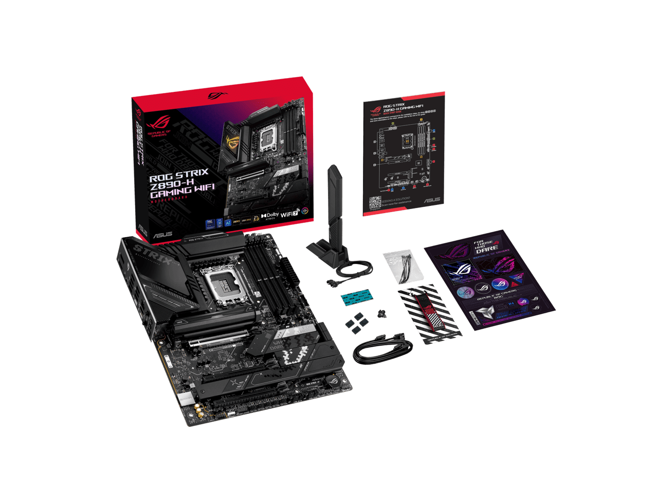 ASUS ROG STRIX Z890-H GAMING WIFI Z890 LGA 1851 ATX motherboard, Intel Core Ultra Series 2 Ready, Advanced AI PC-ready, 16+2+1+2 stages, DDR5, 5Gb LAN, WiFi 7, 4x M.2, PCIe 5.0, USB Type-C, AI OC