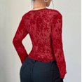 thumbnail image 6 of hotojiny Going out Tops for Women Trendy Summer Flare Long Sleeve Shirt Lace Deep V Neck See Through Blouse Spring Outfits, 6 of 7