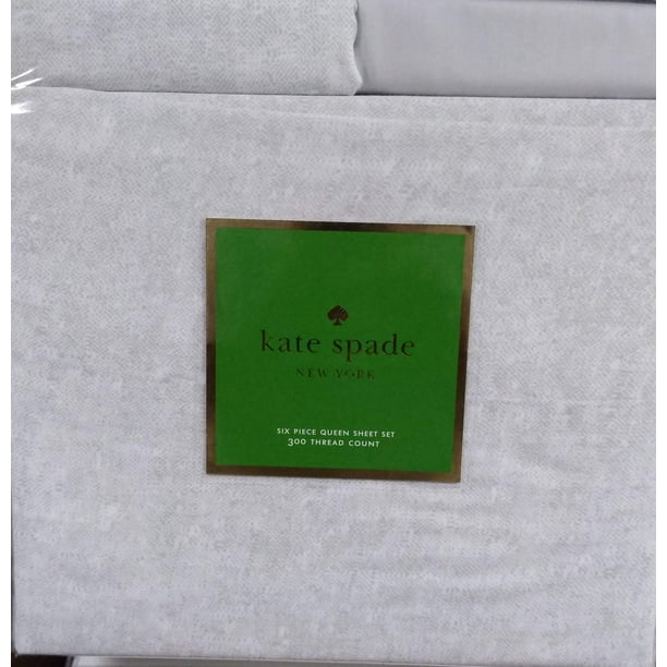 KS Kate Spade Queen 6 Piece Sheet Set Tan Beige with Light Snake Pattern  100% Cotton 300 Thread Count for up to 18 inch Mattress 