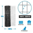 thumbnail image 3 of Fencer Wire Vinyl Coated 16 Gauge Welded Fence Wire Roll, Mesh Size 2-Inch x 3-Inch, Black Metal Garden Fencing Wire Grid Hardware Cloth, Multiple Use for Home Improvement, 3 of 9