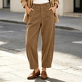 thumbnail image 2 of Oksale Corduroy Pants for Women Petite Trendy High Waisted Button Barrel Pants Loose Comfortable Khaki Pants with Pockets Fashion Outfits Khaki L, 2 of 7
