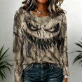 thumbnail image 4 of Halloween Long Sleeve Shirts for Women 2026 Plus Size Funny Cute Vintage Teacher Shirts Casual Holiday Tops Clothes Light Brown 2XL, 4 of 5