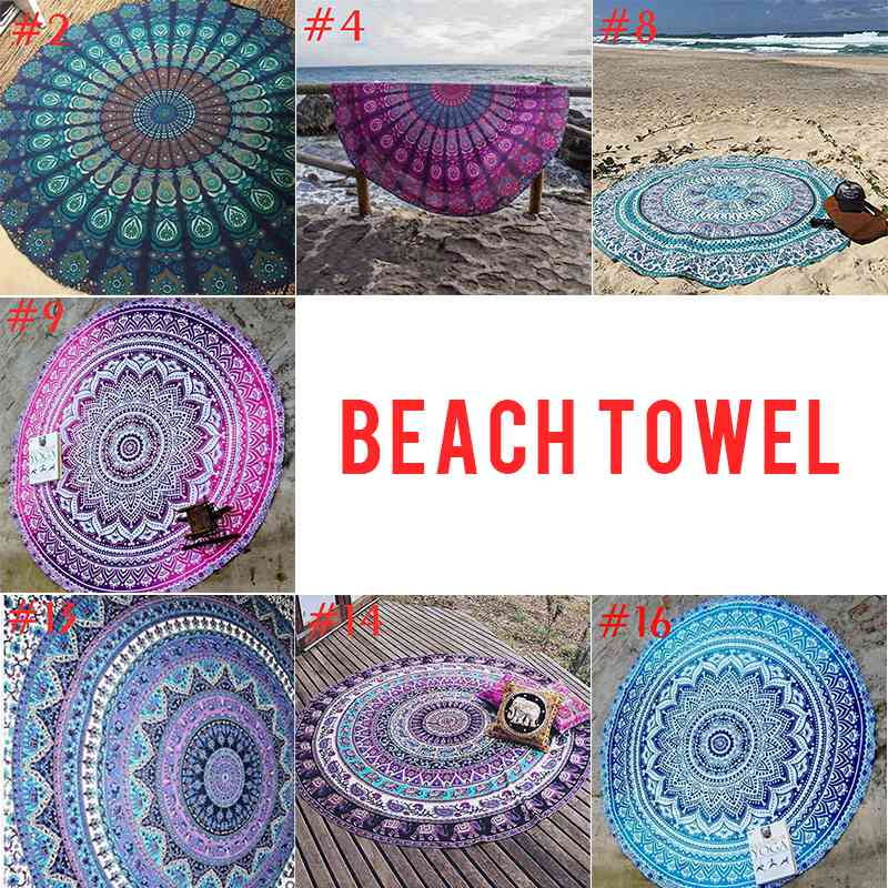 100% Cotton Terry Velour 150cm Round Beach Towel Throw Bohemian-12 Design Choice 