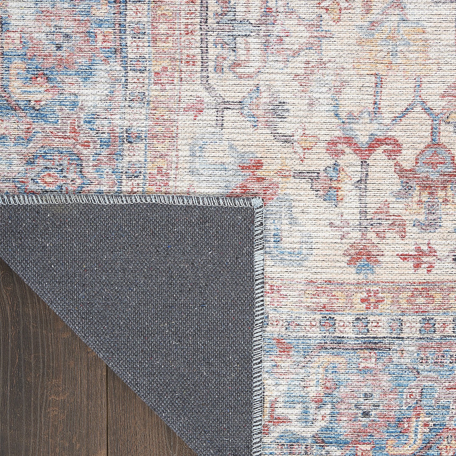 Nicole Curtis Machine Washable S1 7'10" x 9'10" Blue/Multi Vintage Indoor Rug