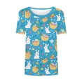 thumbnail image 4 of Qzwdhjm Womens Happy Easter Days T-Shirt Round Neck Shorts Sleeve Shirts Cute Rabbit Loose Casual Tops Outdoor Easter Celebration Blouse, 4 of 5