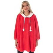 MJC Santa Claus Poncho Costume Robe Red Plush Unisex Adult Christmas Hoodie