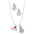 thumbnail image 1 of Delight Jewelry Silvertone I love Dance with Red Heart Silver tone Zig Zag Christmas Tree Charm Necklace and Stud Earrings, 1 of 4
